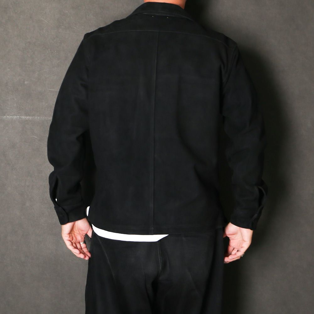 Full Grain Suede Open Collar Work Shirt  - BLK / MDFBF10501