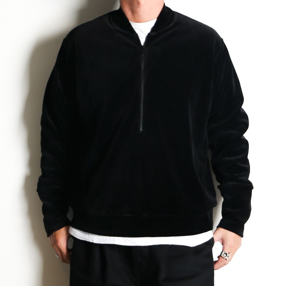 Half Zip Track Jacket - dark navy / オーガニッコットンベロア - ハーフジップトラックジャケット / M25C19CS02C