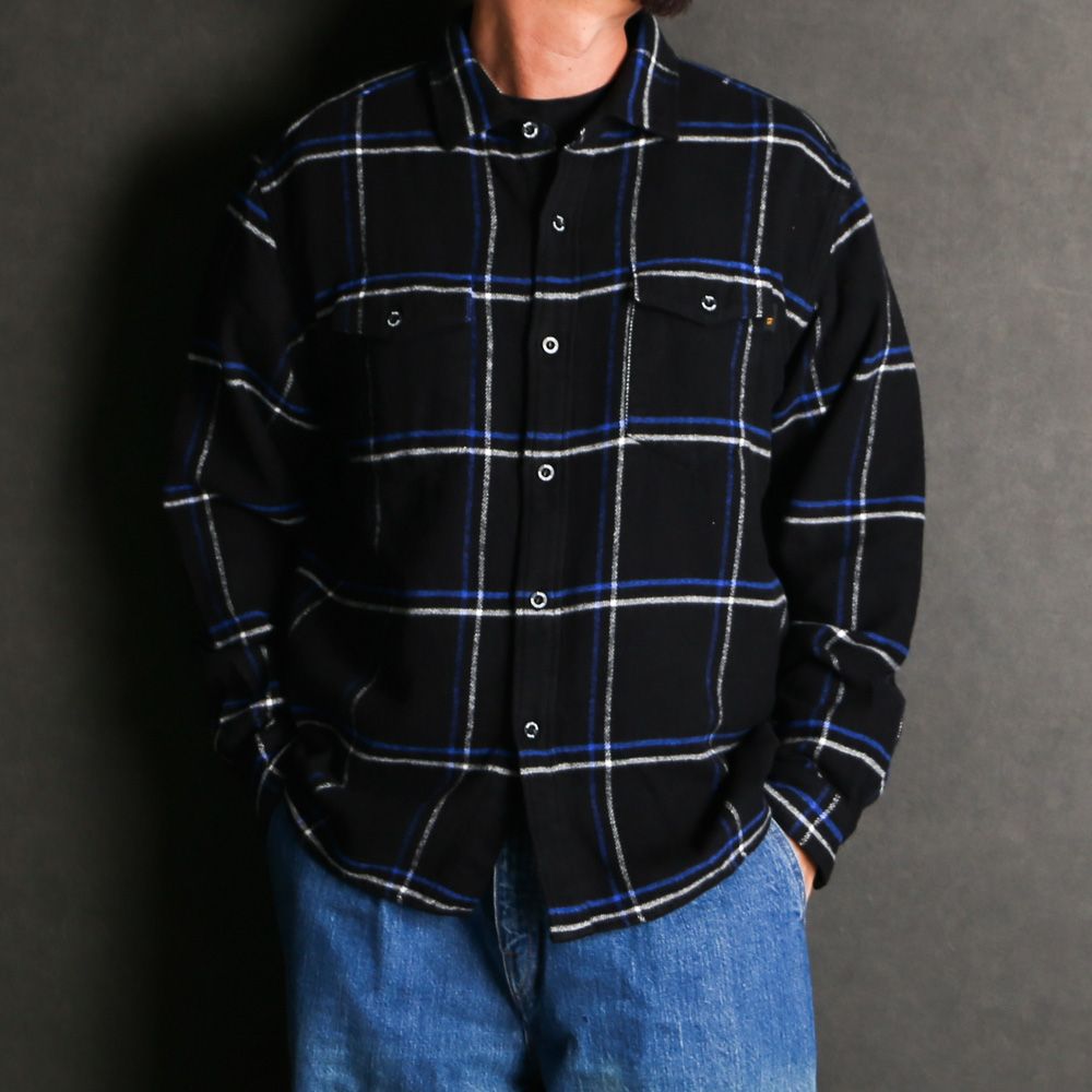 COTTON FLANNEL CHECK SHIRT - BLUE / チェックシャツ / 25'RS-0907