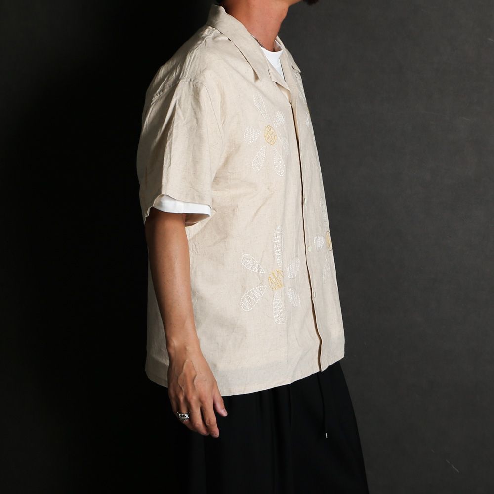 Aloha shirt - Big flowers embroidery / アロハシャツ - ビッグフラワーエンブロイダリー / SN-616B
