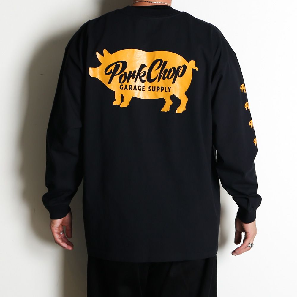 SCRIPT PORK L/S TEE - BLACK / ロングスリーブTシャツ