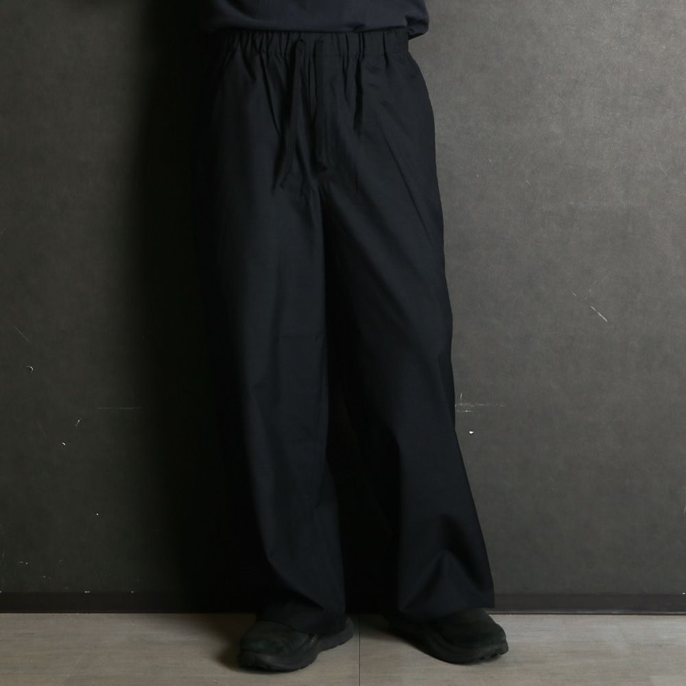 WIDE CYLINDER FIT EASY PANTS - CHANBRAY BLACK / 2/72 ウールトロピカルワッシャー - ワイドシリンダーフィット イージーパンツ / M26A11PT01C