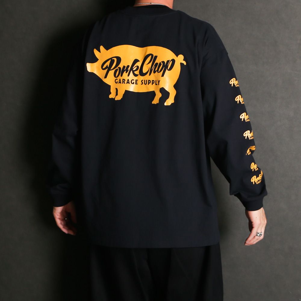 SCRIPT PORK L/S TEE - BLACK / ロングスリーブTシャツ