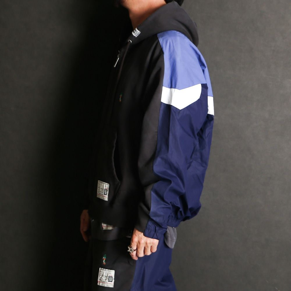 Track Jacket Combined Parka - BLACK / トラックジャケット コンバインド パーカー / A16PK571