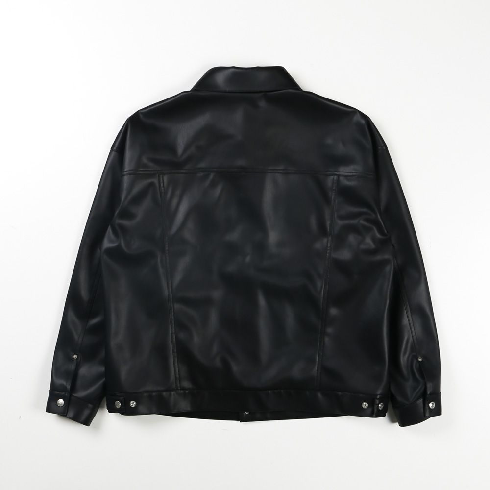 LEATHER OVER 3RD G - BLACK / エコレザージャケット / RC37-JK-006