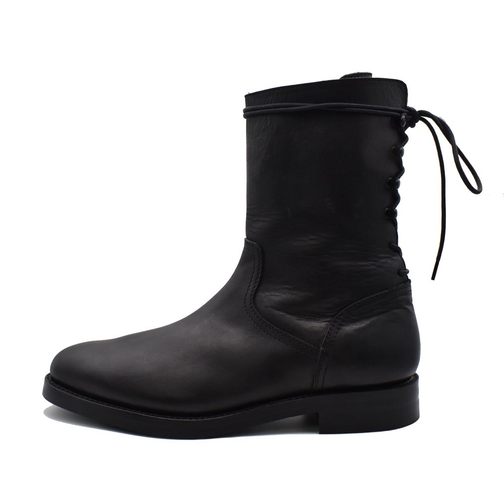 Leather Back Laceup Boots - BLK / MGK-008