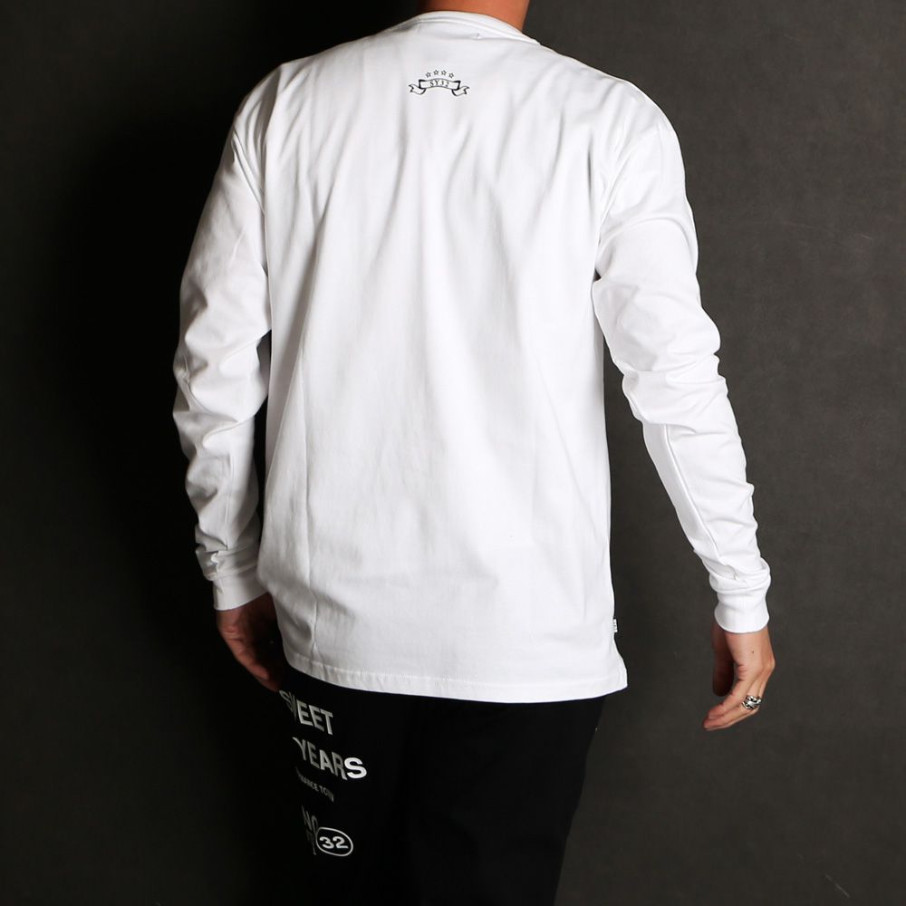 SANS SERIF LOGO L/S TEE - WHITE × BLACK / ロングスリーブTシャツ / 14178J-W
