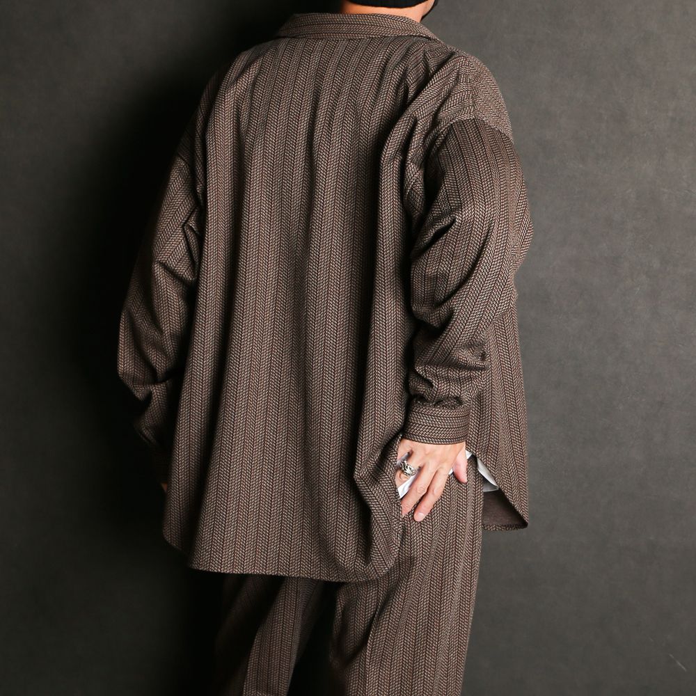 Regular fit big shirt - Herringbone jersey / レギュラーフィット ビッグシャツ ヘリンボーンストライプ / SN-398B
