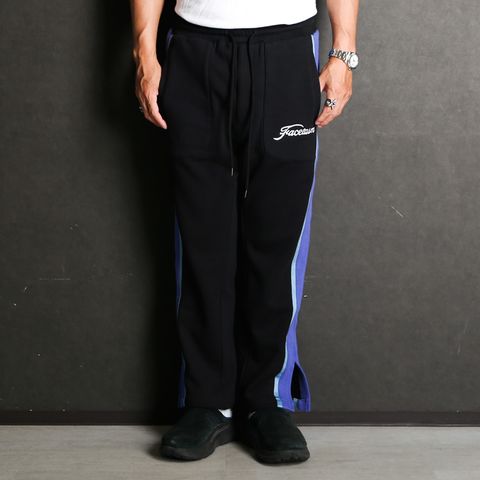 SIDE PANEL SWEAT PANTS - BLACK / ワイドパンツ / KR-PT-M02