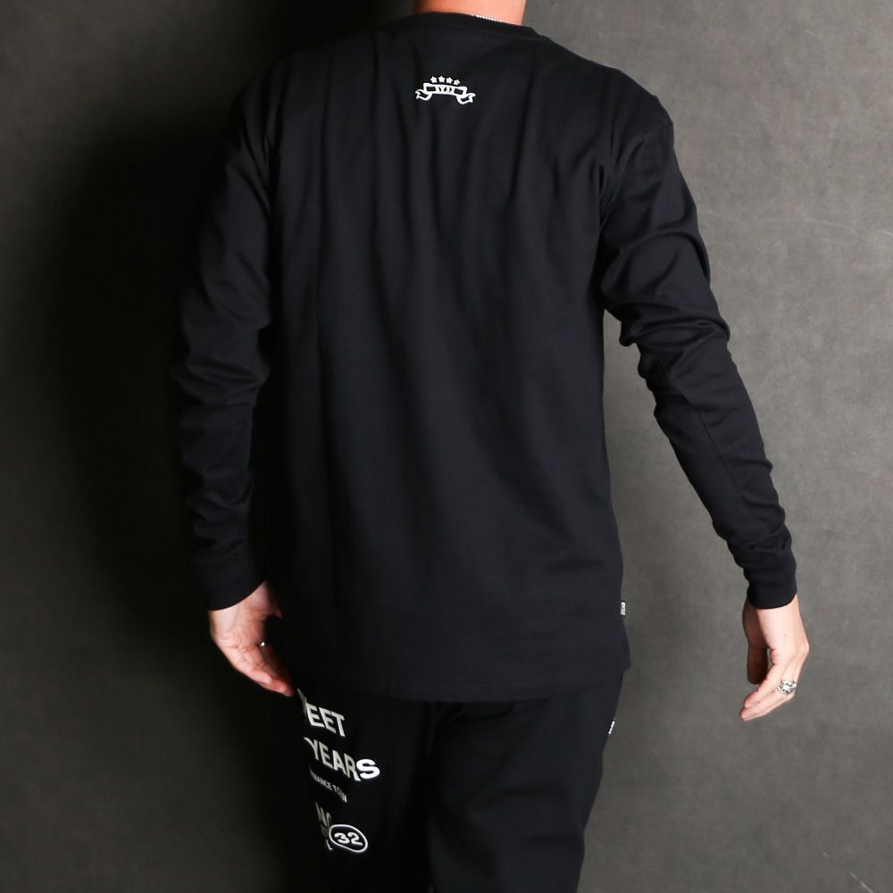 SANS SERIF LOGO L/S TEE - BLACK × WHITE / ロングスリーブTシャツ / 14178J-W