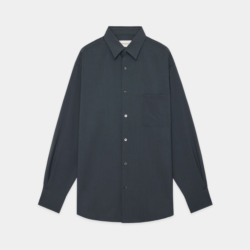 COMFORT FIT SHIRT - CHARCOAL / オーガニックウール2/80トロピカル - コンフォートフィットシャツ / A26A15SH01C