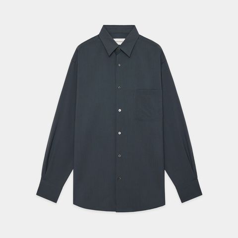 COMFORT FIT SHIRT - CHARCOAL / オーガニックウール2/80トロピカル - コンフォートフィットシャツ / A26A15SH01C