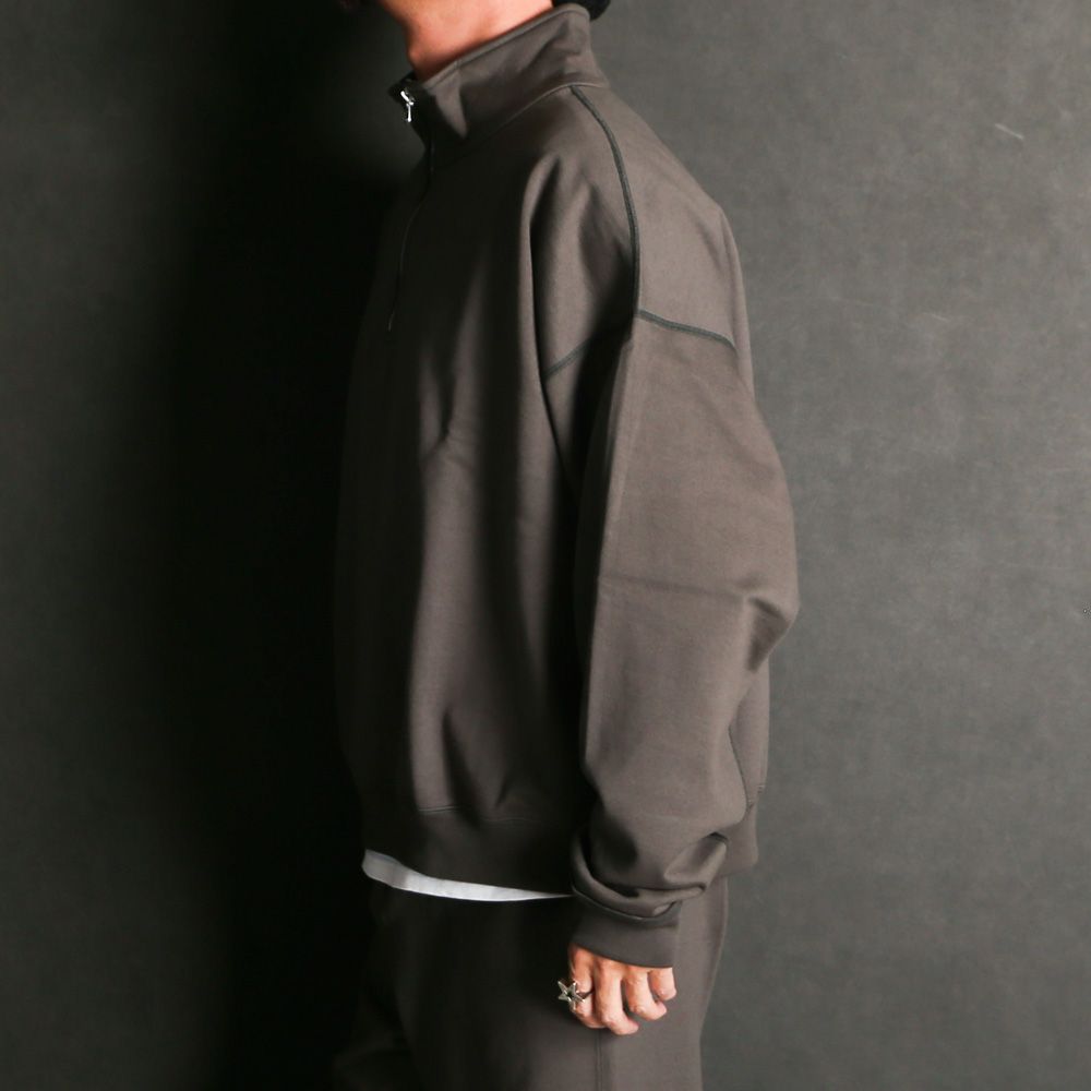 SHORT QUARTER ZIP PULLOVER - CHARCOAL / オーガニックコットンヘビー吊裏毛 - ショートクォータージッププルオーバー / A25D03CS02C