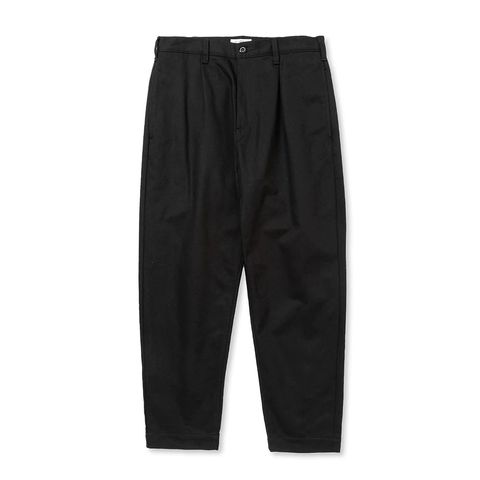 VINTAGE TYPE CHINO CLOTH TUCK TROUSERS - BLACK / 1タックテーパード チノパンツ / CL-24SS006 CL-24SS006 CALEE