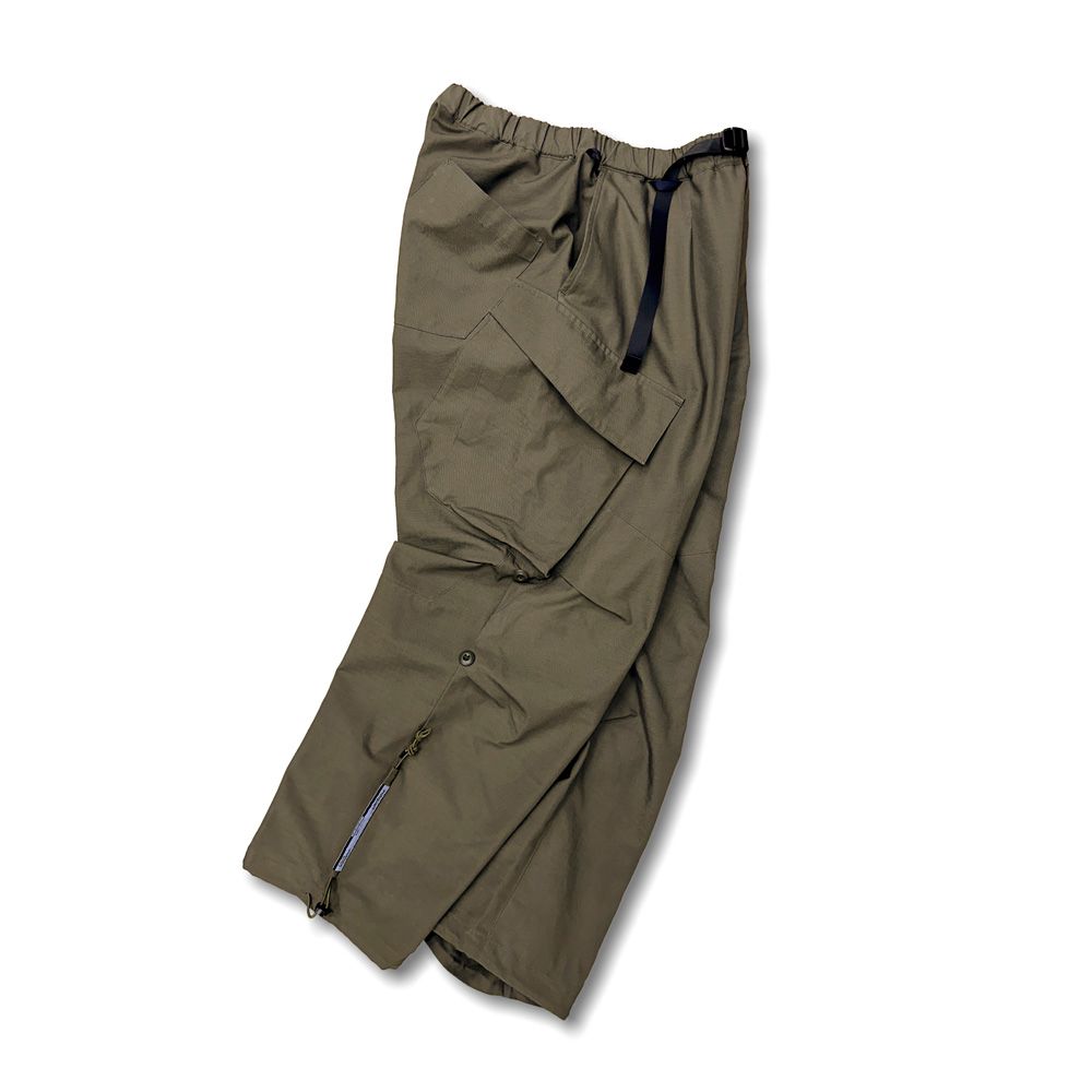 POLIQUANT - THE CHANGING LENGTH / HEM FATIGUE PANTS - OLIVE DRAB / 2402017  | chemical conbination