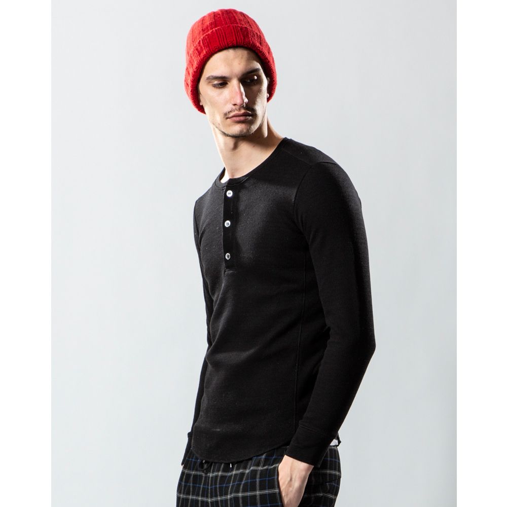 henley long-T(back boa) / ボアフリース ヘンリーネックTシャツ / 7907 lj88s