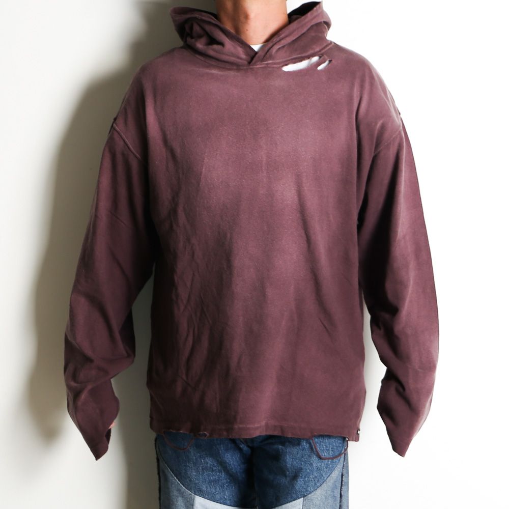 Distressed Light Weight Hoodie - BROWN / ライトウエイト フーディー / G15HD089