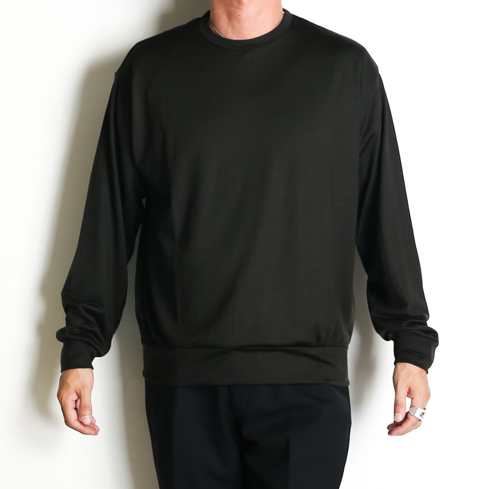 【ラスト1点-サイズ4】 Crew Neck L/S Tee - Dark Olive / スーパー100sウォッシャブルウール天竺 - クルーネック L/S Tee / M26C15CS03C