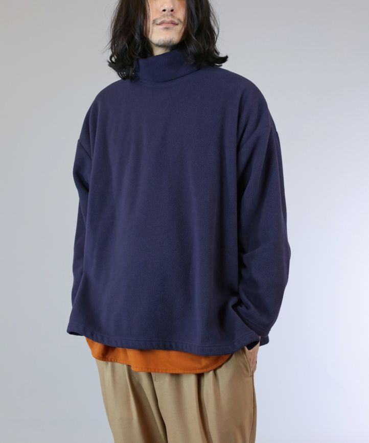 FLEECE HI NECK SIDE VENTS CS / マイクロフリース サイドベンツ カットソー / 180204