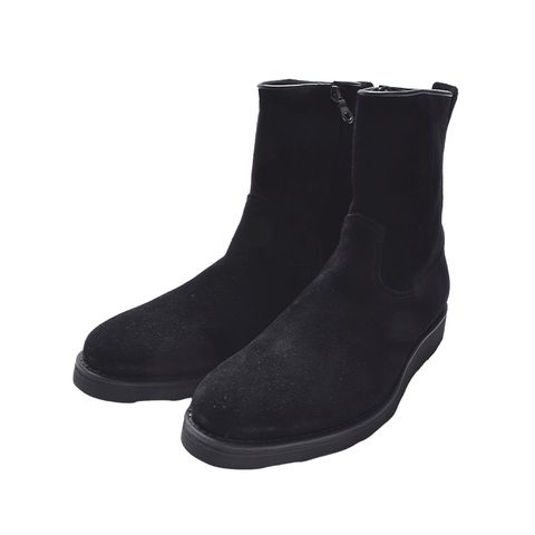 Suede Leather Side Zipper Boots - BLK / MDMGK001
