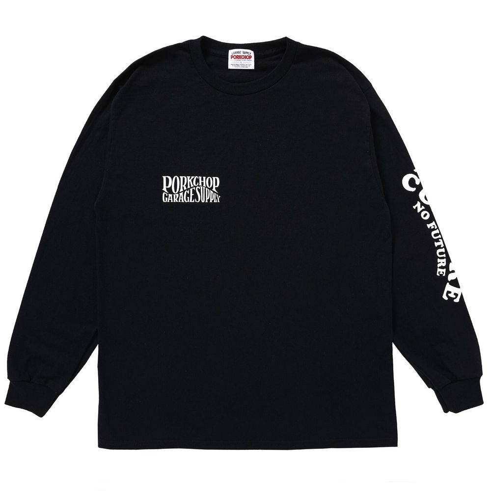 WAVE LOGO L/S TEE - BLACK (ポケット無し) / ロングスリーブTシャツ