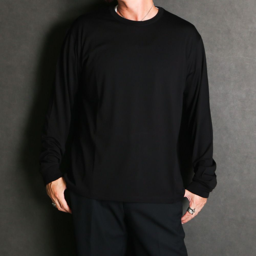 Relaxed Fit L/S Tee - Black / スーパー160sウール 防縮天竺 - リラックスドフィットL/S Tee / A26C12CS01C