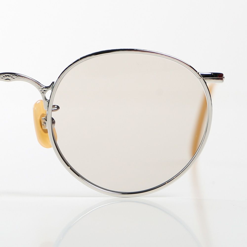 CALEE - VINTAGE TYPE CIRCLE METAL GLASSES - Silver/Brown