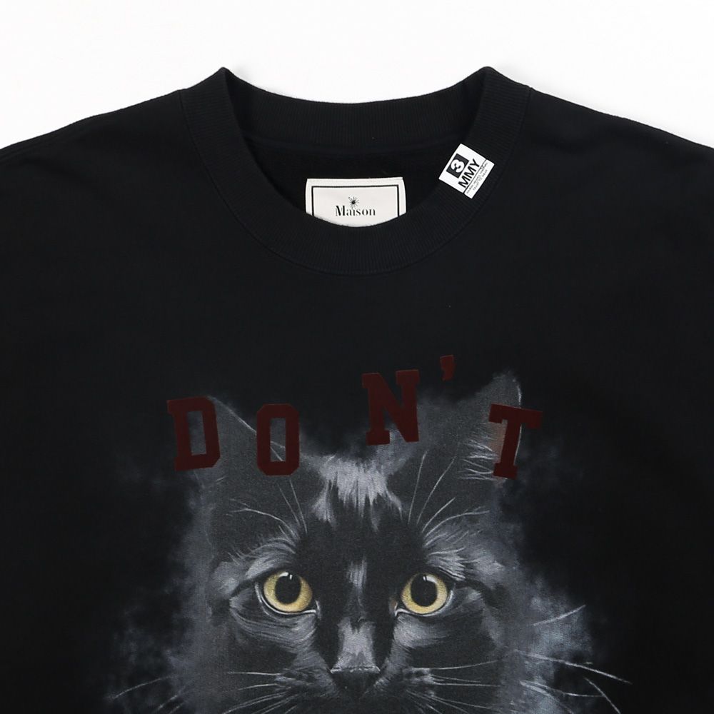 Cat Printed Sweatshirt - BLACK / キャット プリント スウェットシャツ / J17PO782