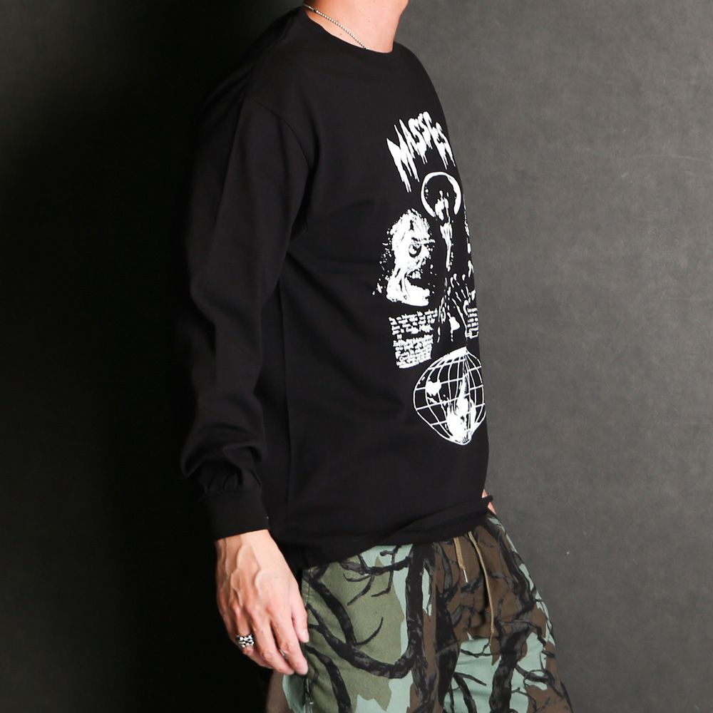 【ラスト1点-サイズS】T-SHIRT L/S GLOBE - BLACK / ロングスリーブ Tシャツ / 1251016