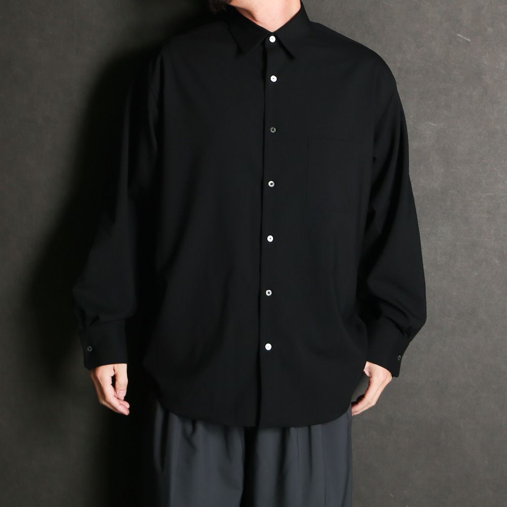 COMFORT FIT SHIRT - BLACK / オーガニックウール2/80トロピカル - コンフォートフィットシャツ / A26A15SH01C