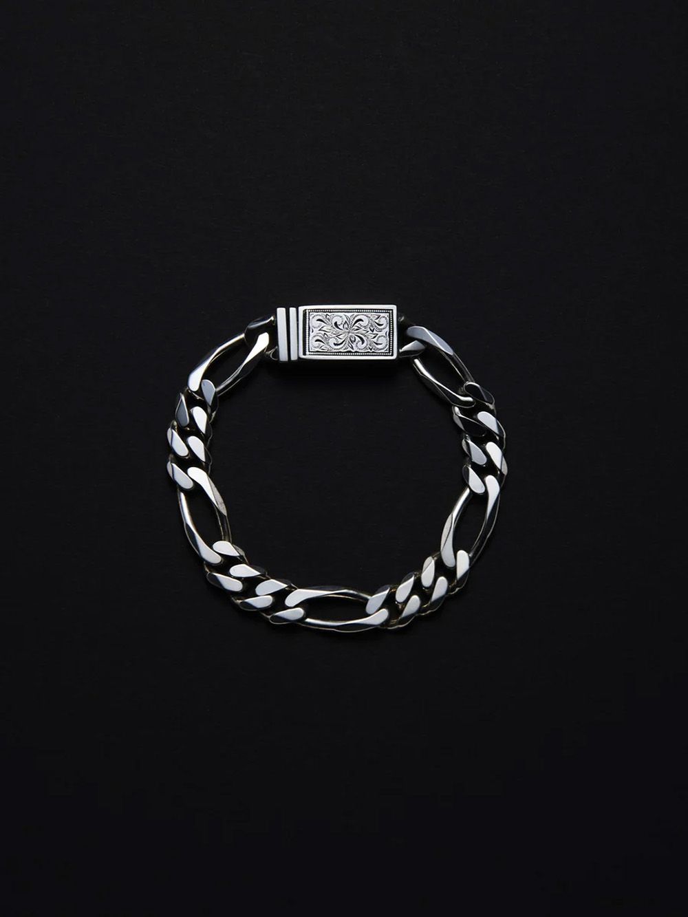 Engraved Box Clasp Figaro Bracelet / ブレスレット / RX-619
