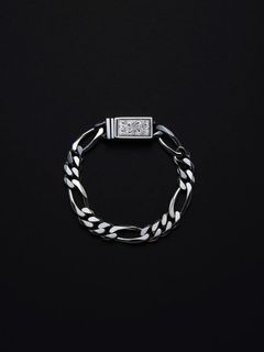 Engraved Box Clasp Figaro Bracelet / ブレスレット / RX-619