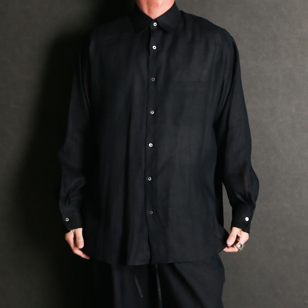 COMFORT FIT SHIRT - BLACK / ヘンプ細布 - コンフォートフィットシャツ / A26A22SH01C