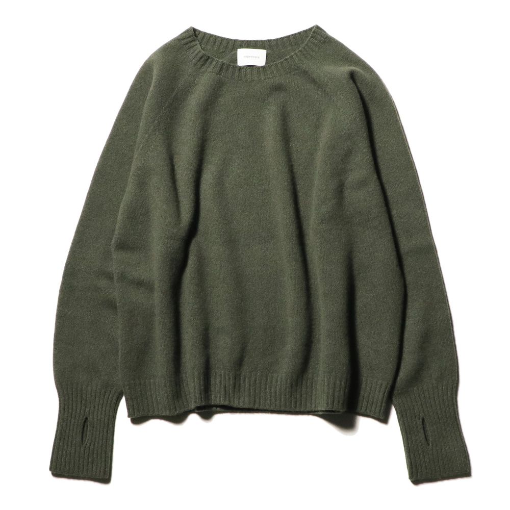 Wholegarment knit sweater - Wool & cashmere & silk - Olive / ホールガーメント クルーネックセーター - ウール & カシミヤ & シルク / SNKN-001B