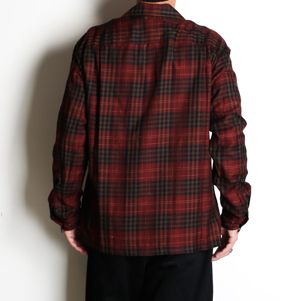 Ry.Wool Check Open Collar SH / 2309-5003