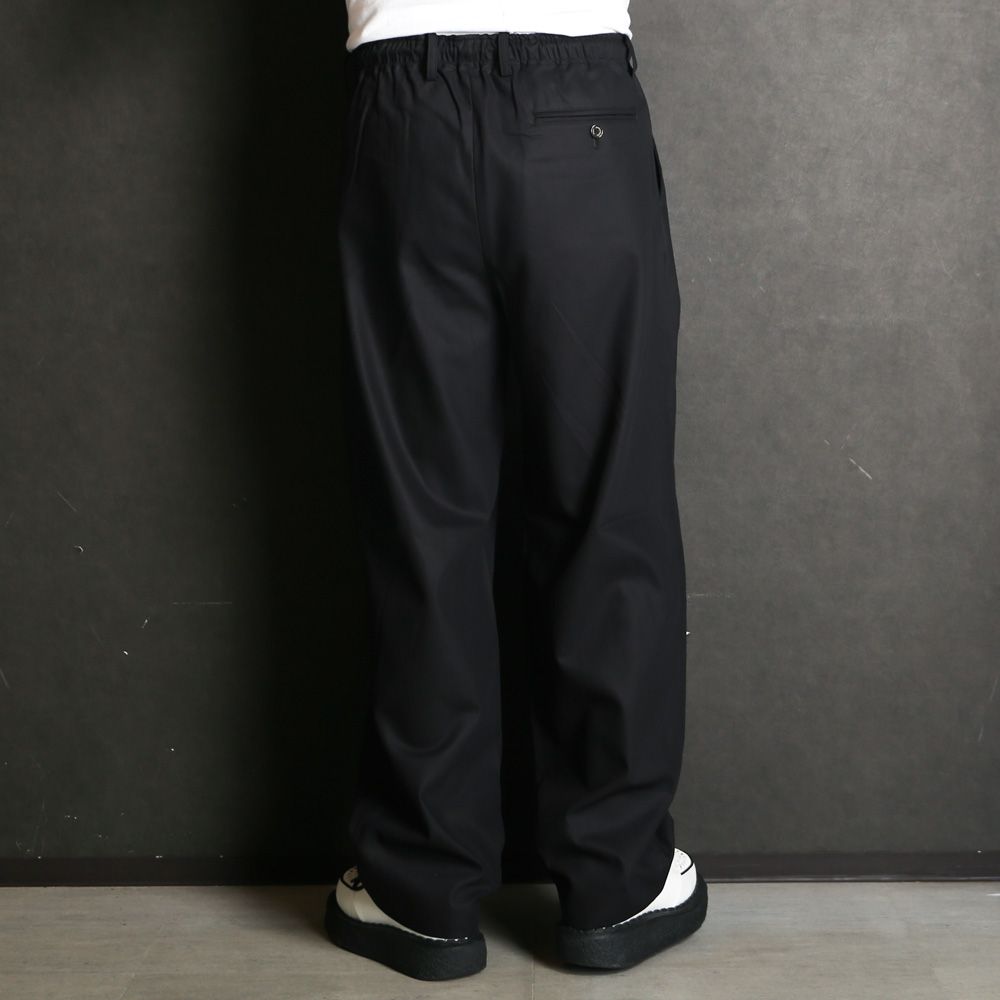 Double Pleated Easy Trousers - Black / オーガニックGIZA60/3サバイバルクロス® - ダブルプリーテッドイージートラウザーズ / A26C03PT02C