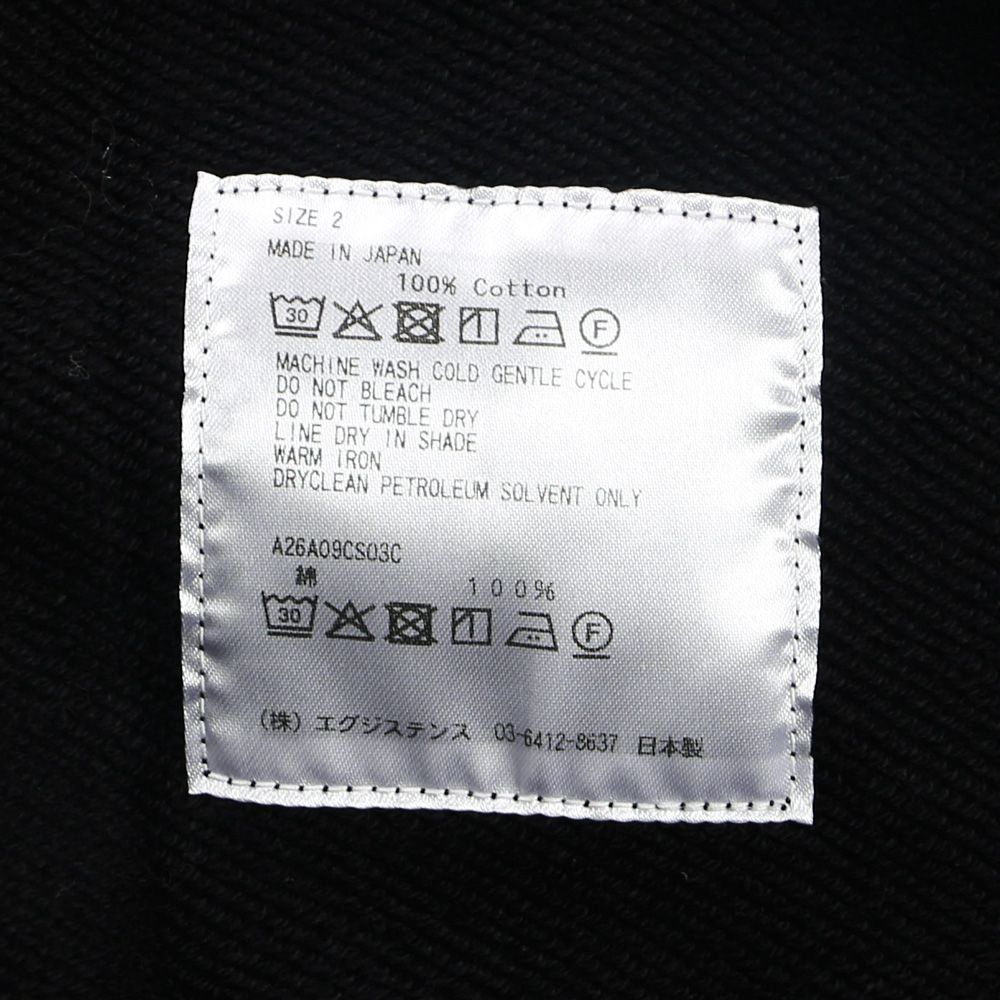 【ラスト1点-サイズ2】 HALF ZIP POLO HUGE SWEAT - BLACK / オーガニックコットンヘビー吊裏毛 - ハーフジップポロヒュージスウェット / A26A09CS03C