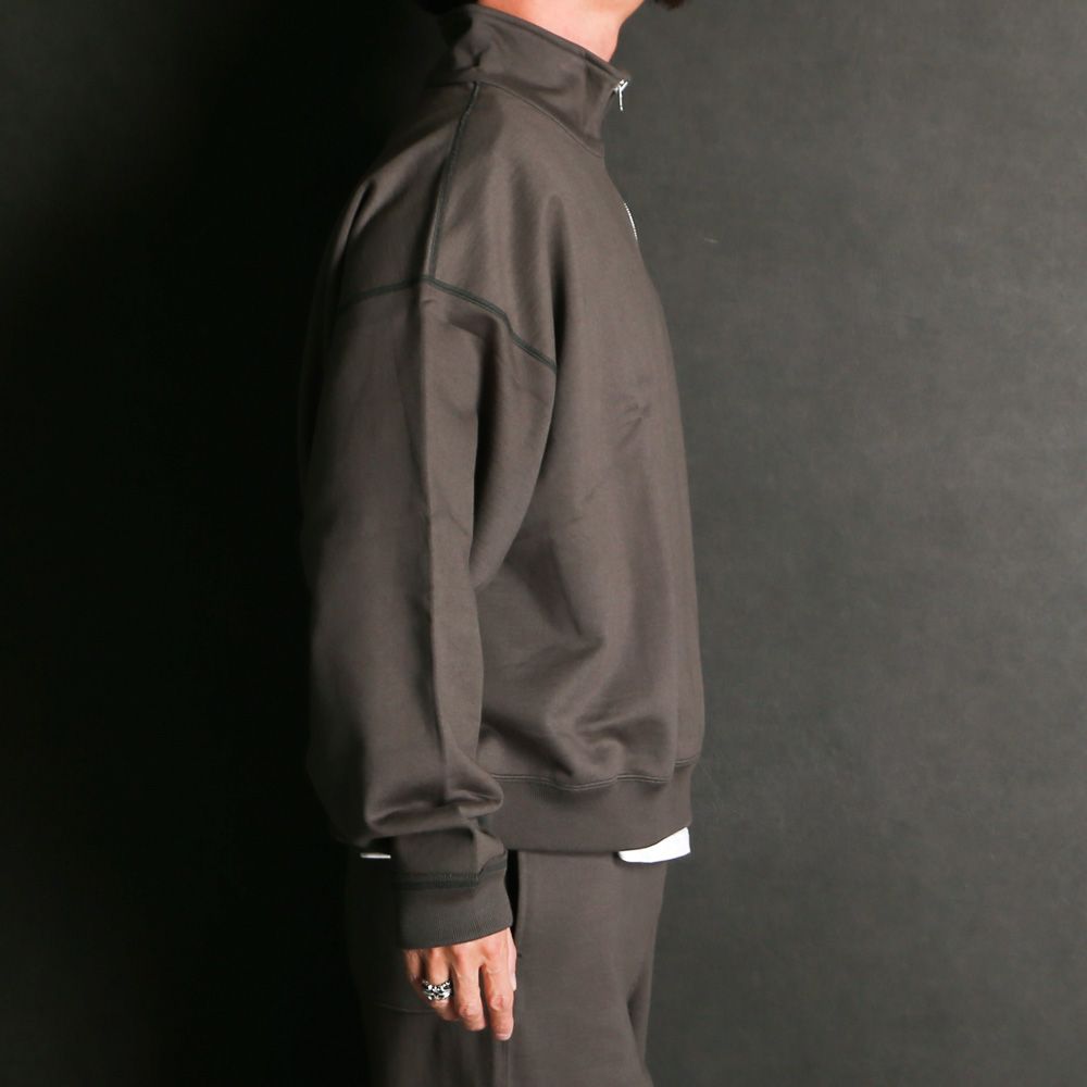 SHORT QUARTER ZIP PULLOVER - CHARCOAL / オーガニックコットンヘビー吊裏毛 - ショートクォータージッププルオーバー / A25D03CS02C