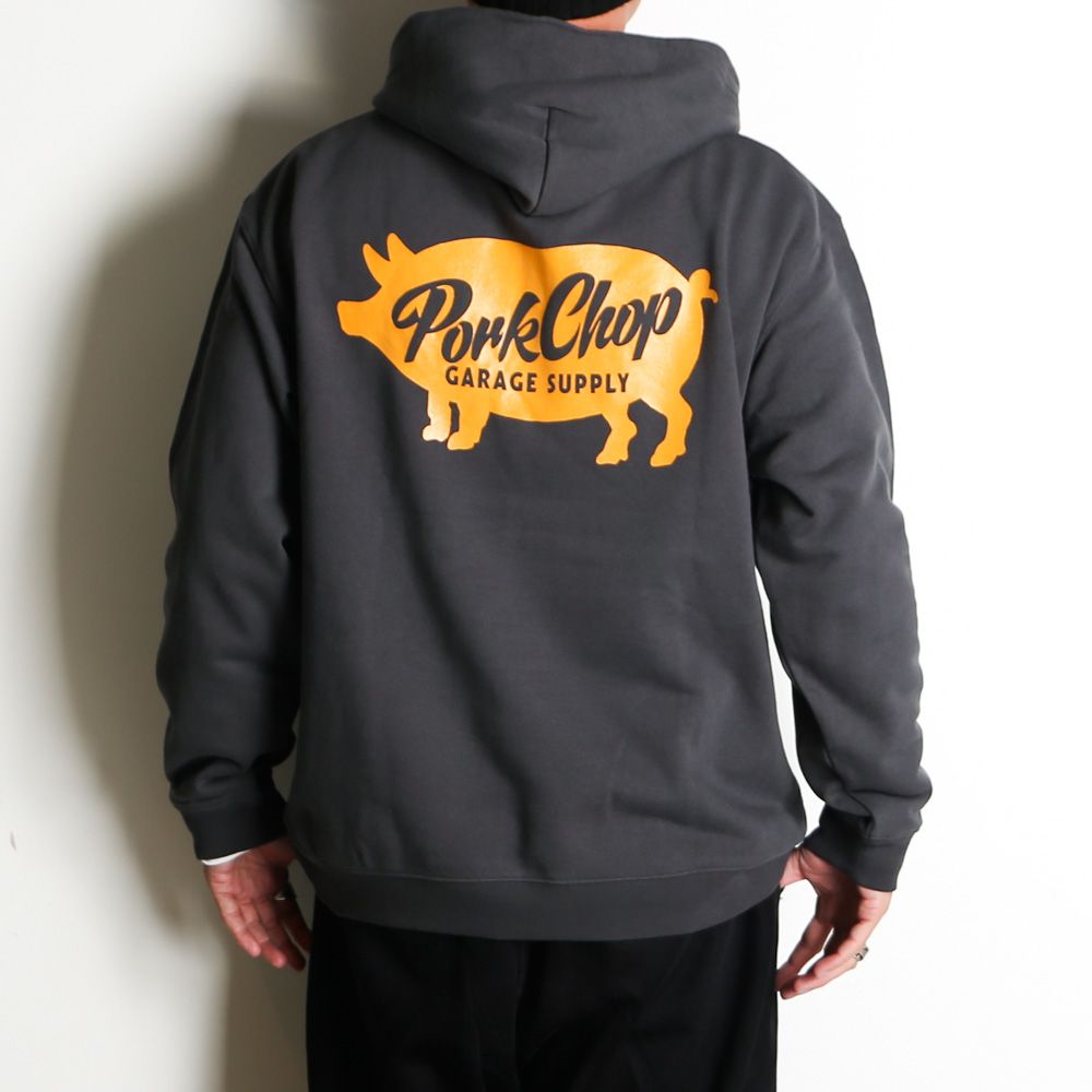SCRIPT PORK HOODIE - ASH BLACK / プルオーバーパーカー
