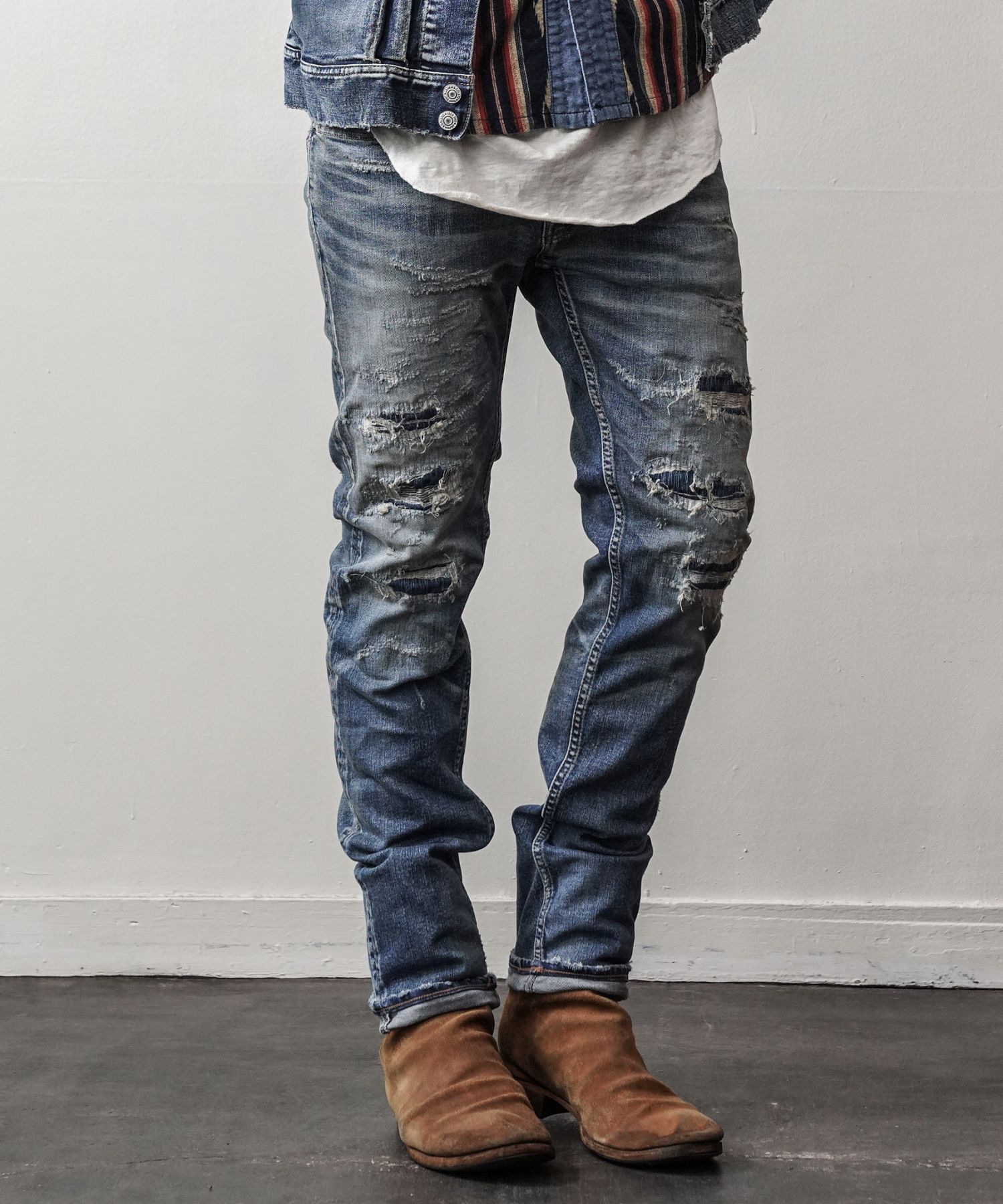 TMT - HYBRID-STRETCH DENIM 5P TIGHT TAPERED(DAMEGE ...