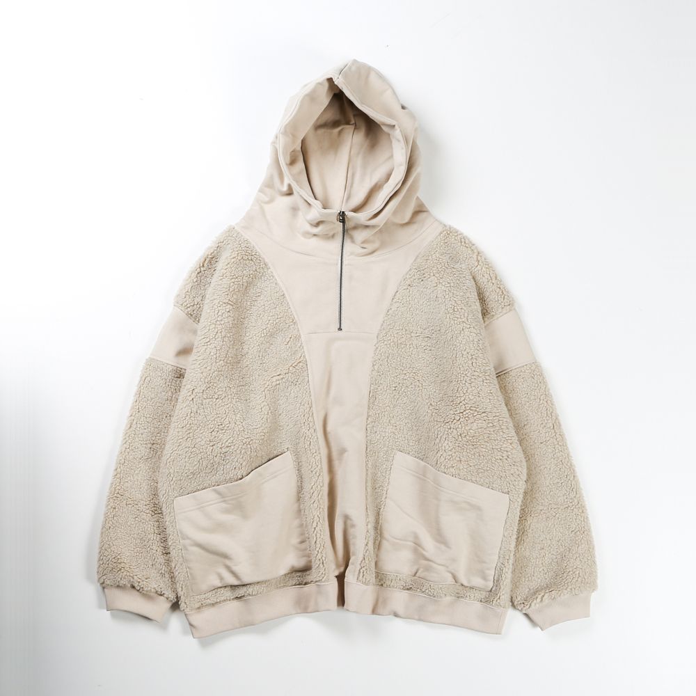 BOA×SWEAT HOODIE / ボア×スウェット ハーフジップパーカー / 179203