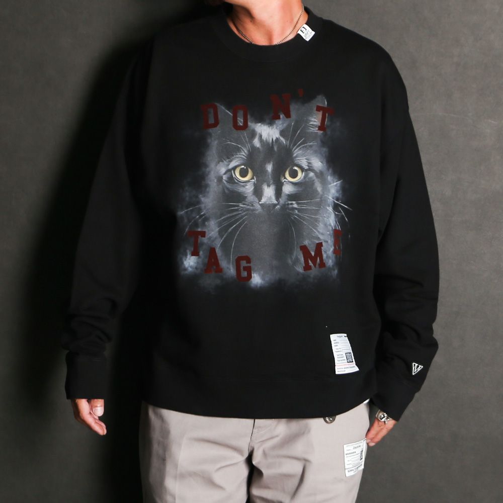 Cat Printed Sweatshirt - BLACK / キャット プリント スウェットシャツ / J17PO782