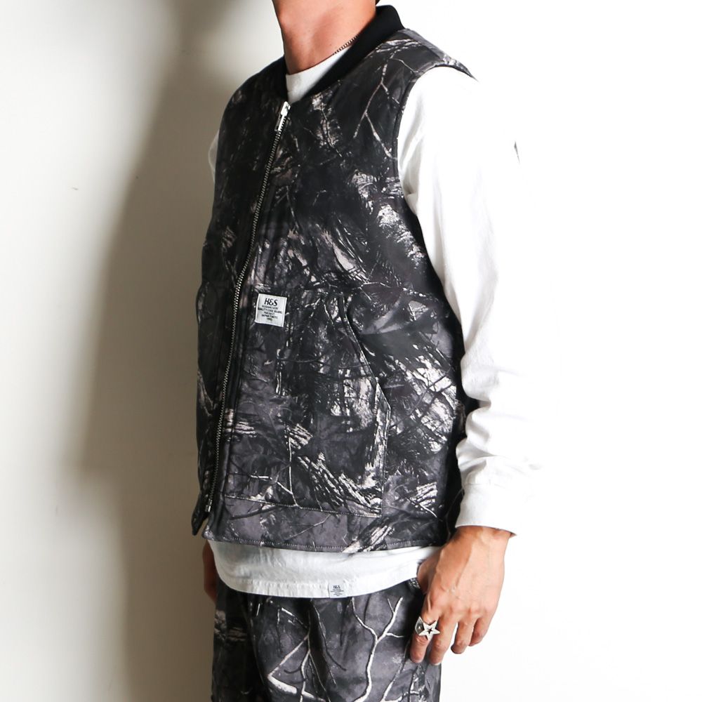 Camo Zip Work Vest - BLK Camo / ワークベスト / HJ-100225