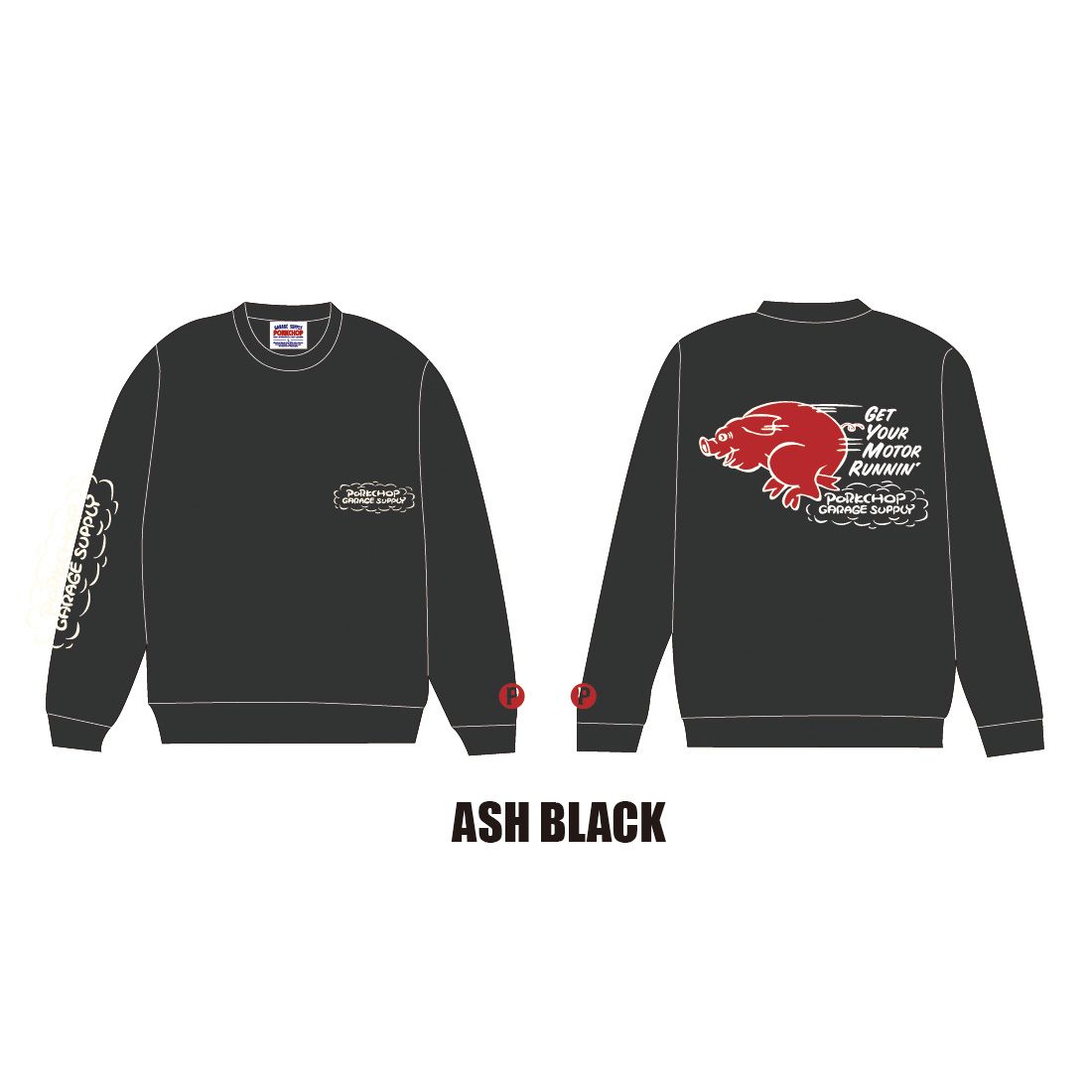 RUNNING LOGO SWEAT - ASH BLACK / スウェット