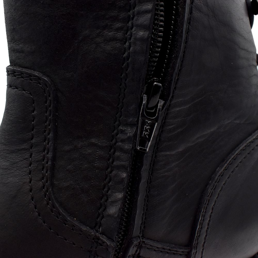Leather Back Laceup Boots - BLK / MGK-008