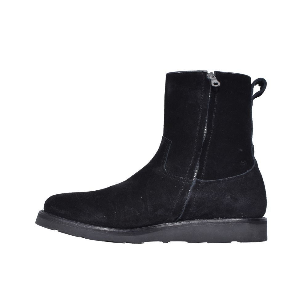 Suede Leather Side Zipper Boots - BLK / MDMGK001