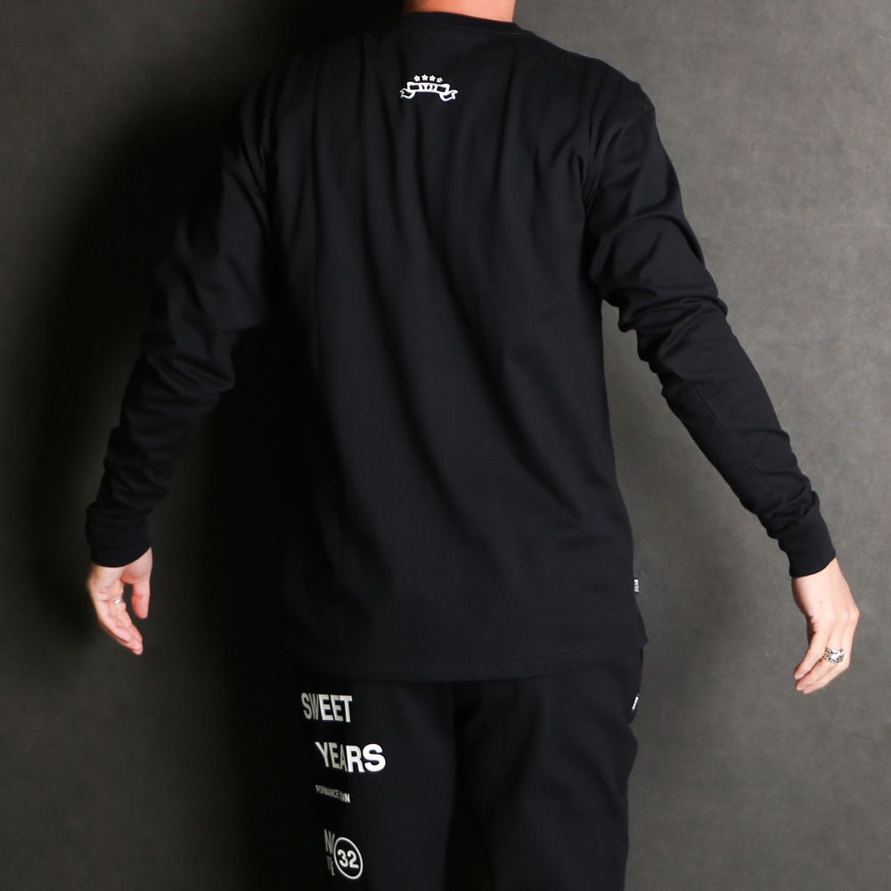 SANS SERIF LOGO L/S TEE - BLACK × WHITE / ロングスリーブTシャツ / 14178J-W