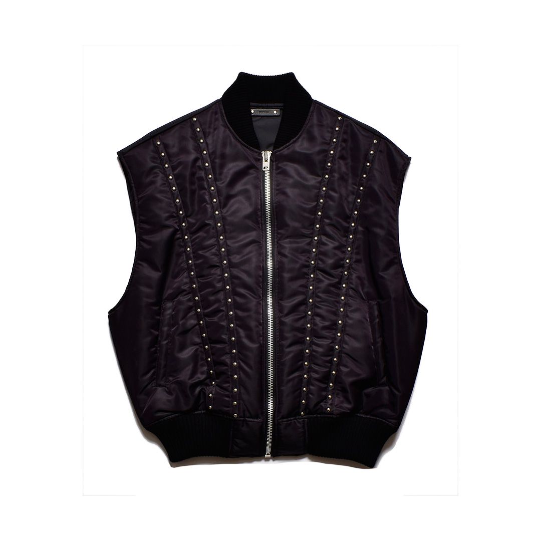 MINEDENIM - 【ラスト1点-サイズ2】 Studs Trimming Padding Vest