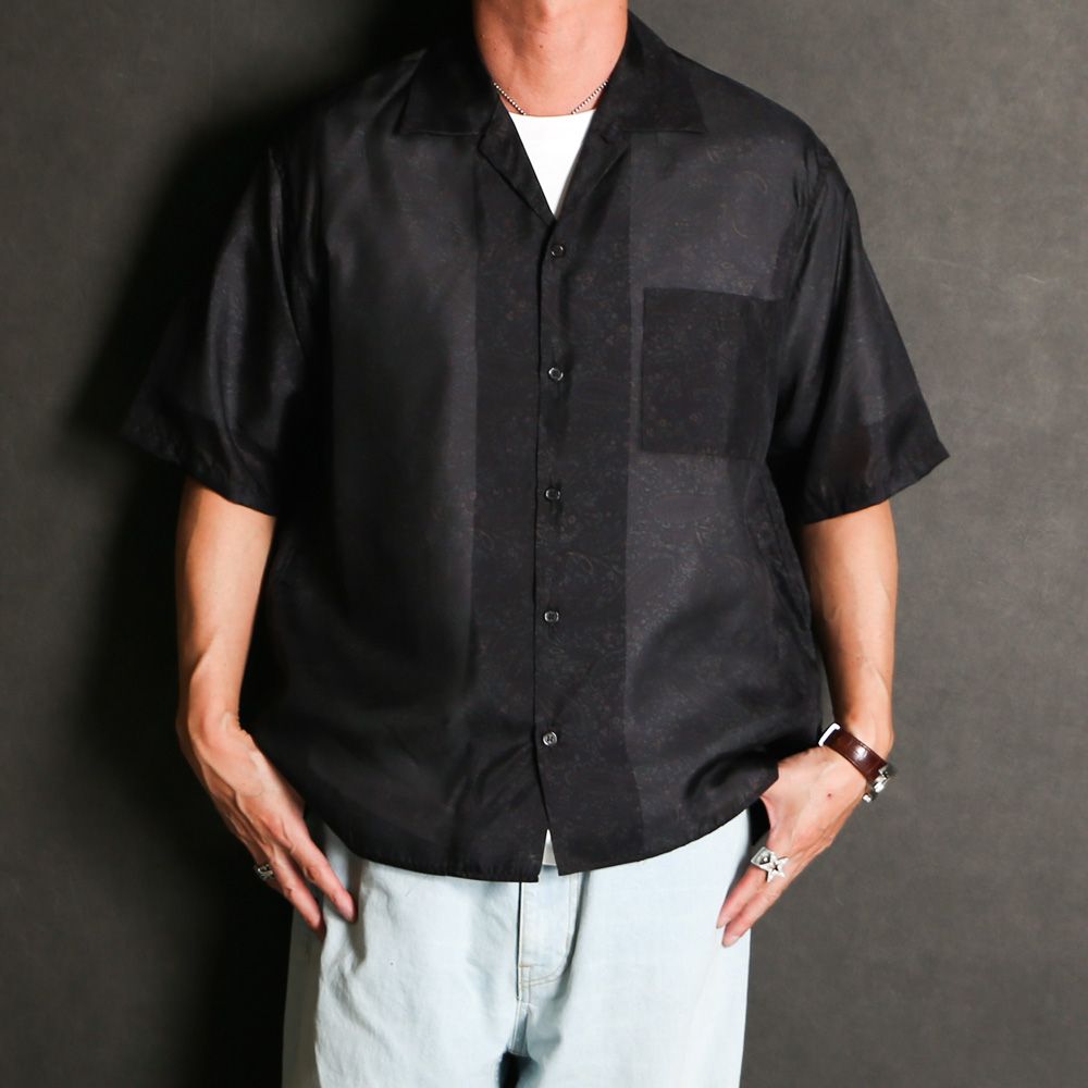 【ラスト1点-サイズ2】 SILK OPEN COLLAR S/S SHIRT - PAISLEY / 8匁シルク羽二重 - シルクオープンカラーシャツ / M26A21SH02B
