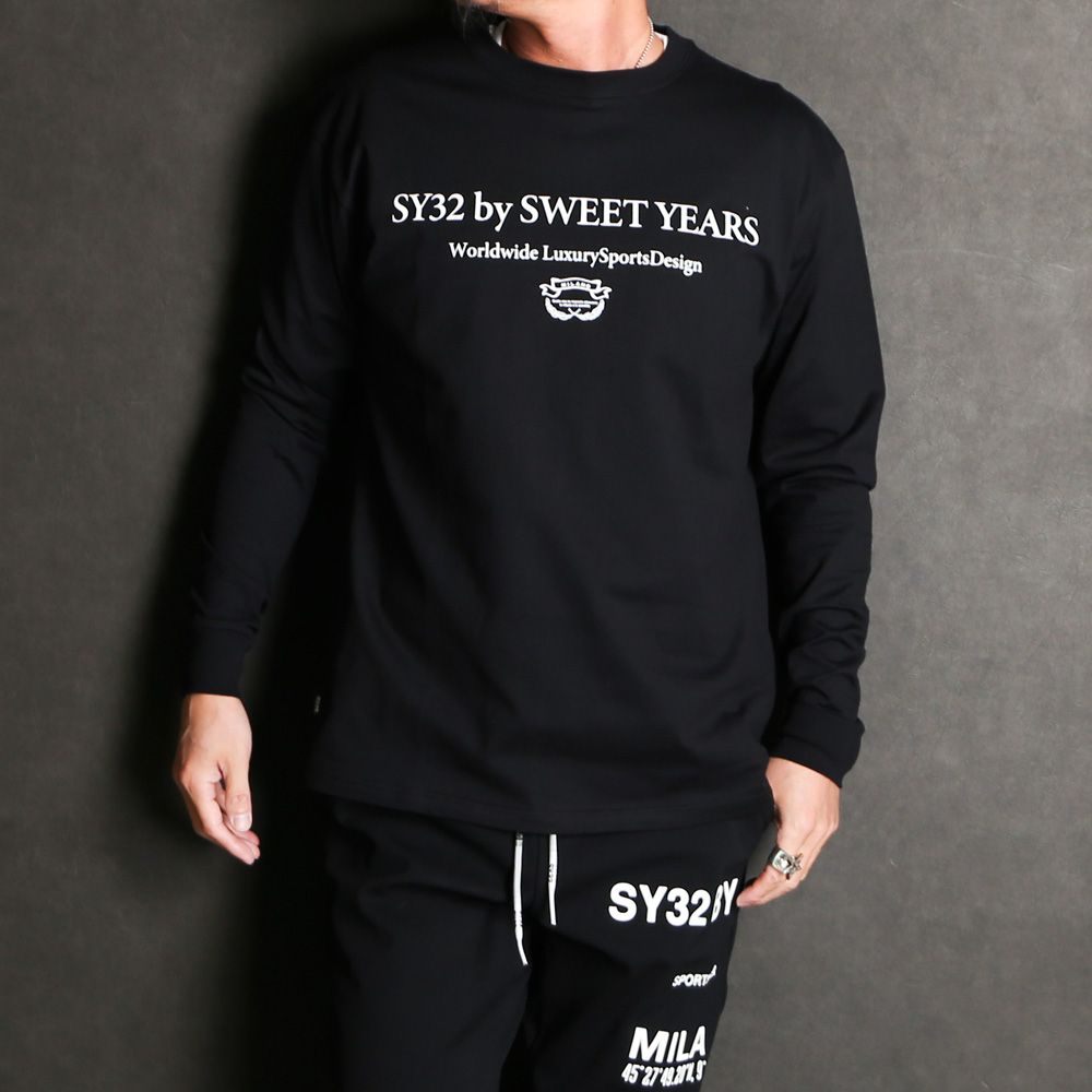 SANS SERIF LOGO L/S TEE - BLACK × WHITE / ロングスリーブTシャツ / 14178J-W